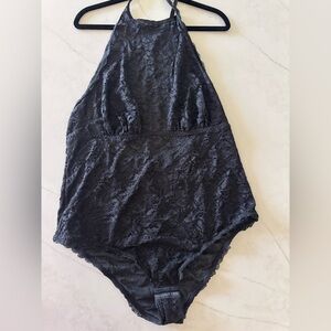 Cacique by Lane Bryant  Black Lace Shape-wear intimates halter Bodysuit 18/20